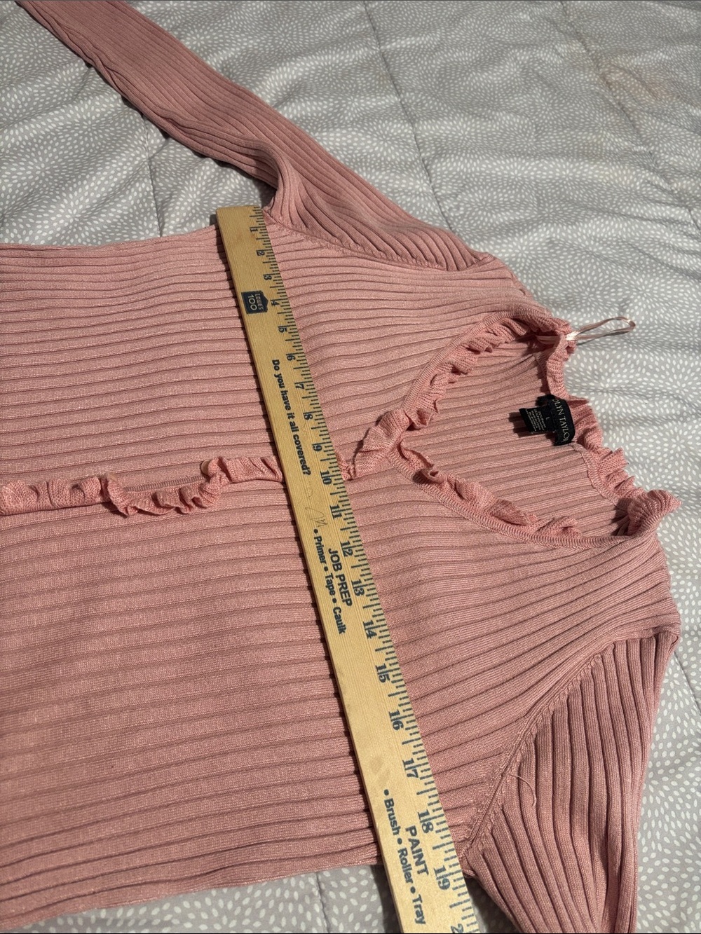 Carolyn Taylor Dusty Pink Ribbed Ruffle Cardigan - Picture 8 of 10